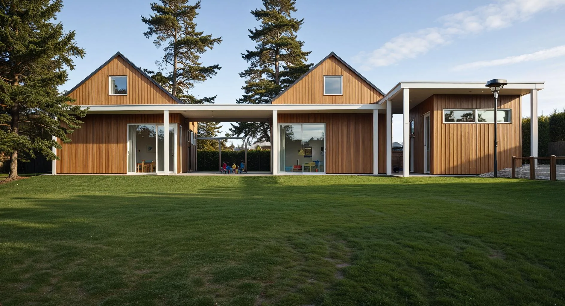 Les deux pavillons et la galerie vus depuis le jardin