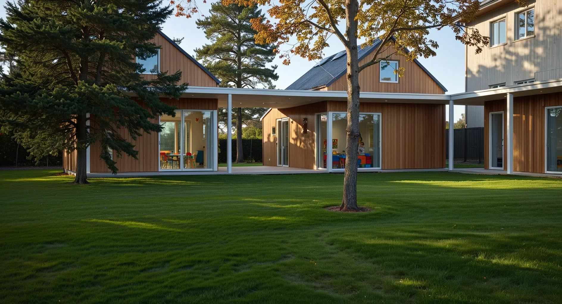 Les deux écoles depuis le jardin